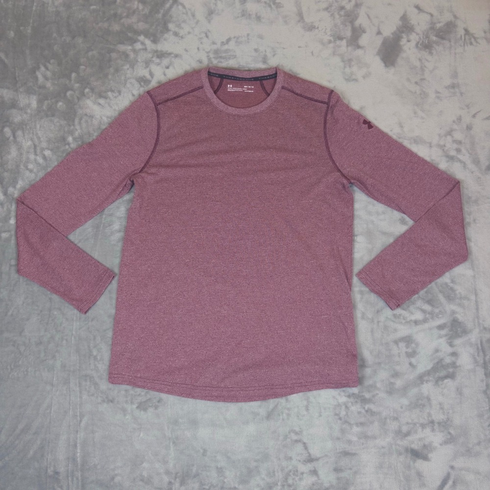 Under Armour Threadborne Shirt Mens M Maroon Long Sleeve HeatGear Fitted Gym